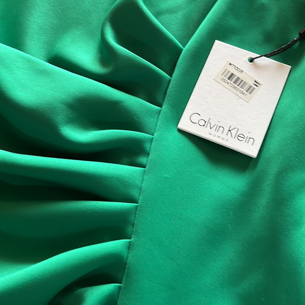 Calvin Klein Emerald Green Satin Dress - Picture 3 of 5
